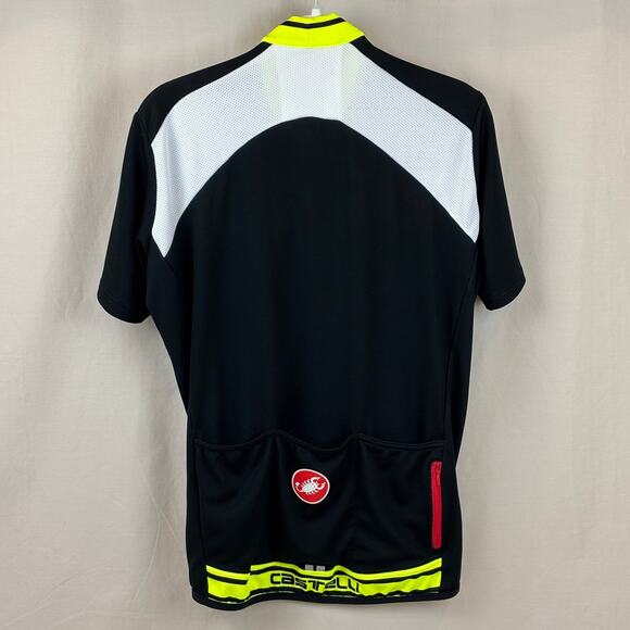 Castelli Cycling Jersey Large Short Sleeve Full Zip Black Neon Yellow Scorpion - Picture 2 of 12